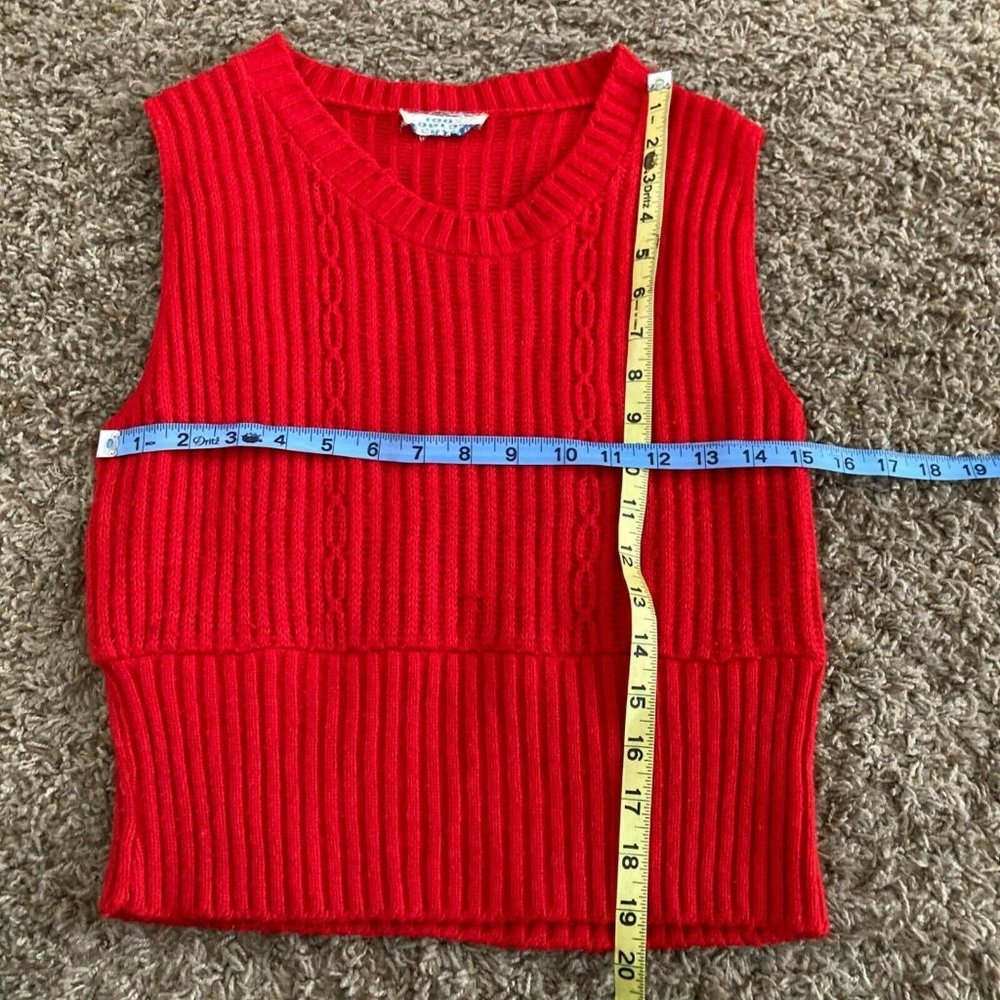 VTG Knit Sweater Vest Womens Size XS Red Ribbed Cable Knit 100% Acrylic Layering - Picture 4 of 4